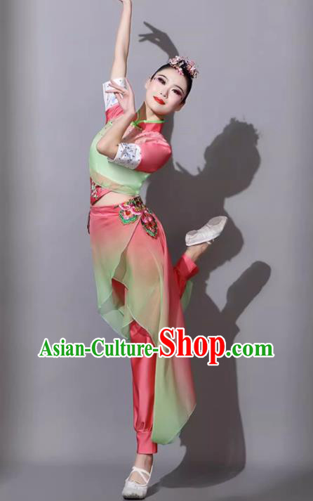 Jiaozhou Yangge Dance Performance Costume Female Chinese Fan Dance Clothing Art Examination Outfit