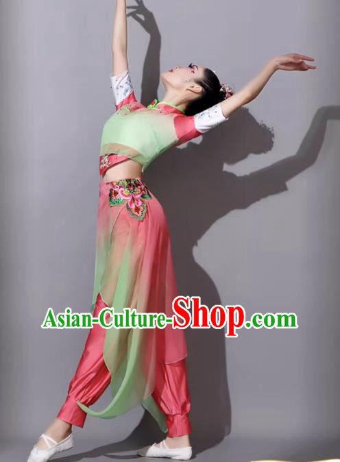 Jiaozhou Yangge Dance Performance Costume Female Chinese Fan Dance Clothing Art Examination Outfit