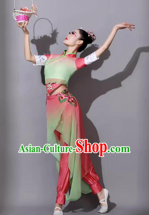 Jiaozhou Yangge Dance Performance Costume Female Chinese Fan Dance Clothing Art Examination Outfit