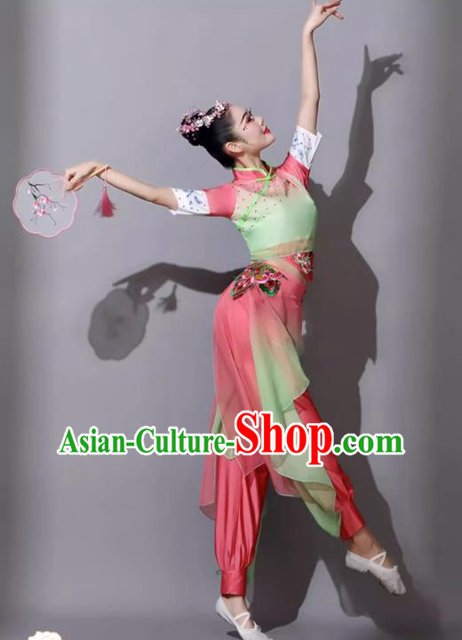Jiaozhou Yangge Dance Performance Costume Female Chinese Fan Dance Clothing Art Examination Outfit