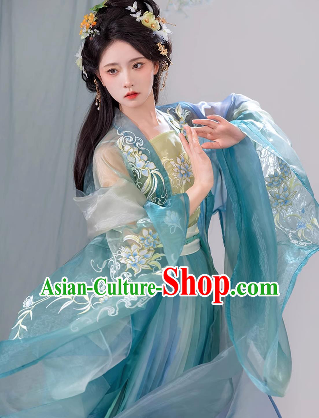 Chinese Ancient Princess Fairy Costumes Traditional Hanfu Clothing Woman Blue Dress