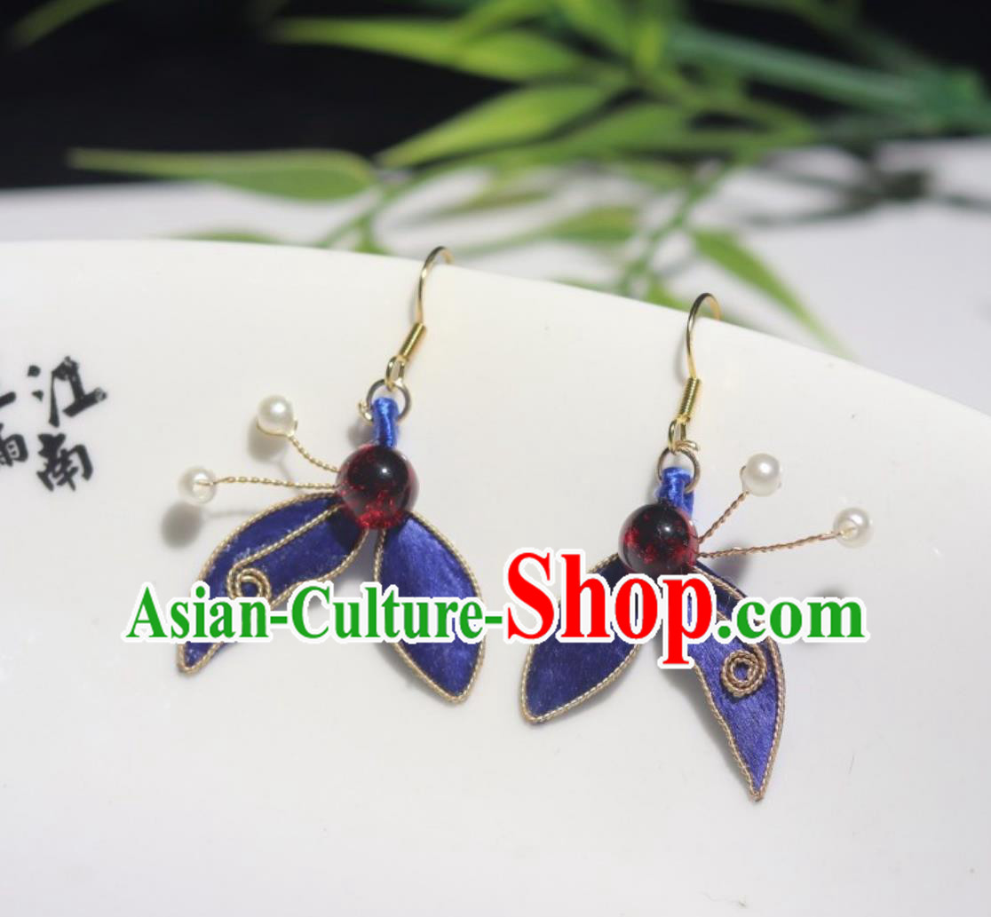 Chinese Style Earrings Intangible Cultural Heritage Spinning Velvet Flower Silk Imitation Diancui Ear Jewelries Mermaid Hanfu Qipao Accessories