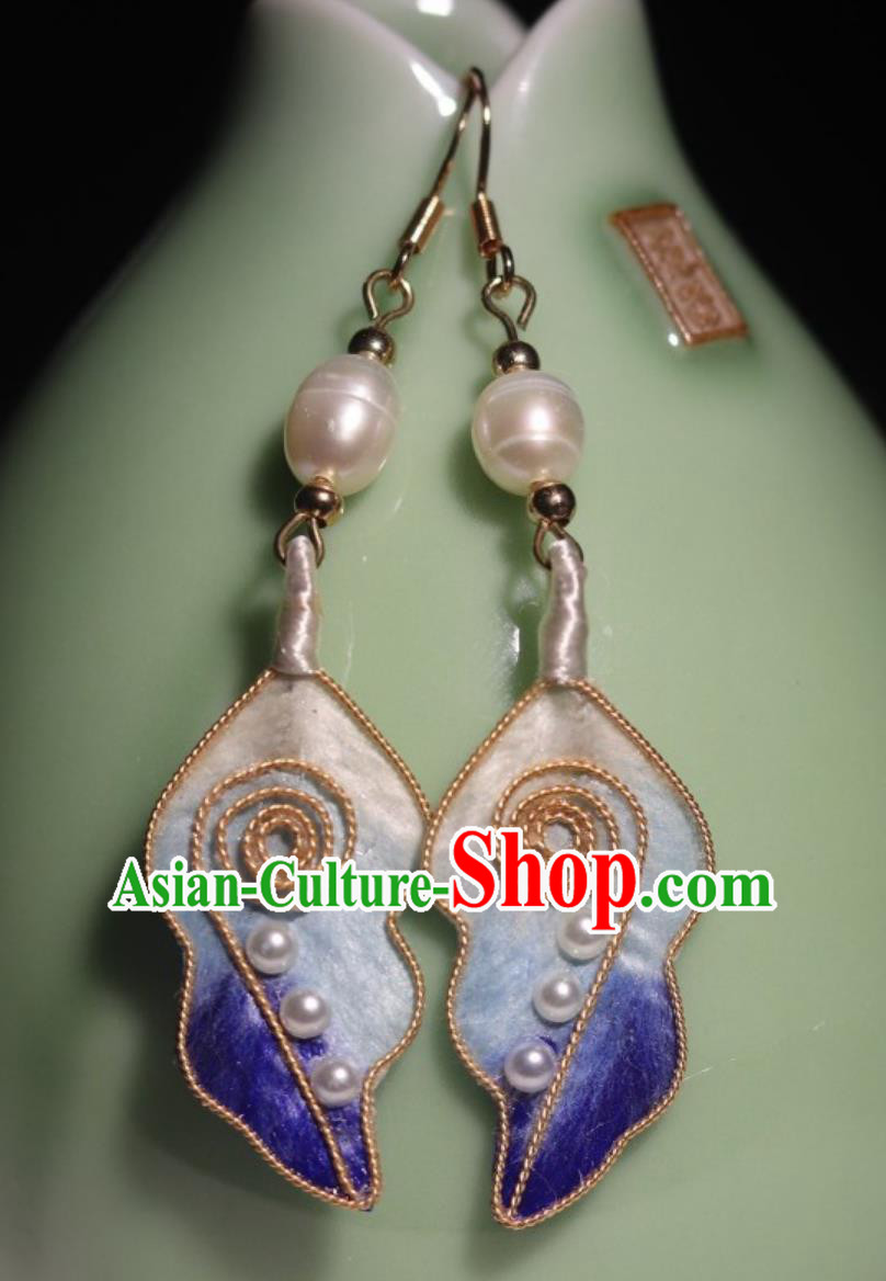 Chinese Hanfu Qipao Accessories Earrings Intangible Cultural Heritage Spinning Velvet Flower Silk Imitation Diancui Ear Jewelries