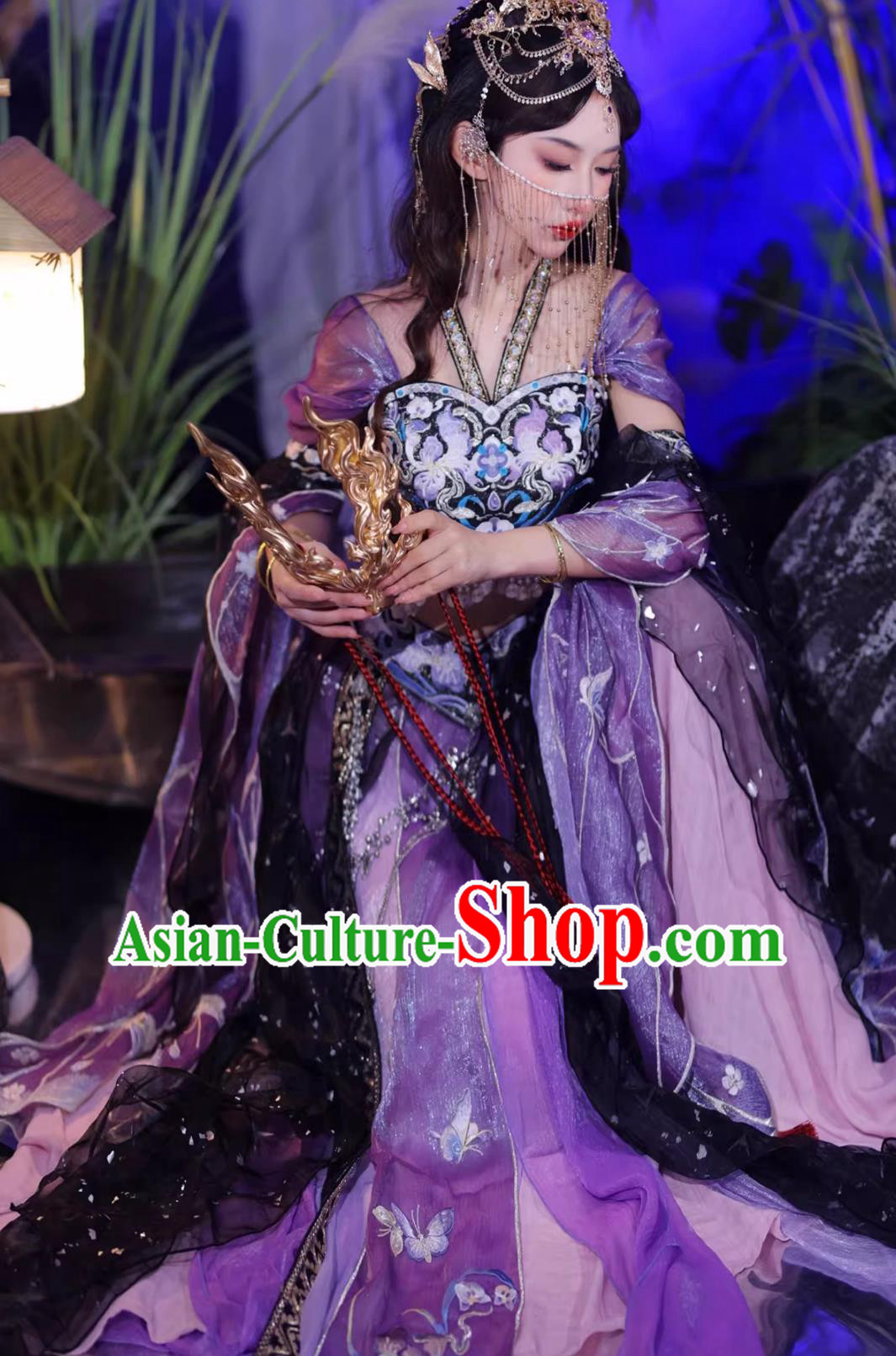 Chinese Ancient Dance Lady Garment Costumes Western Regions Princess Purple Dress Hanfu Online Shop