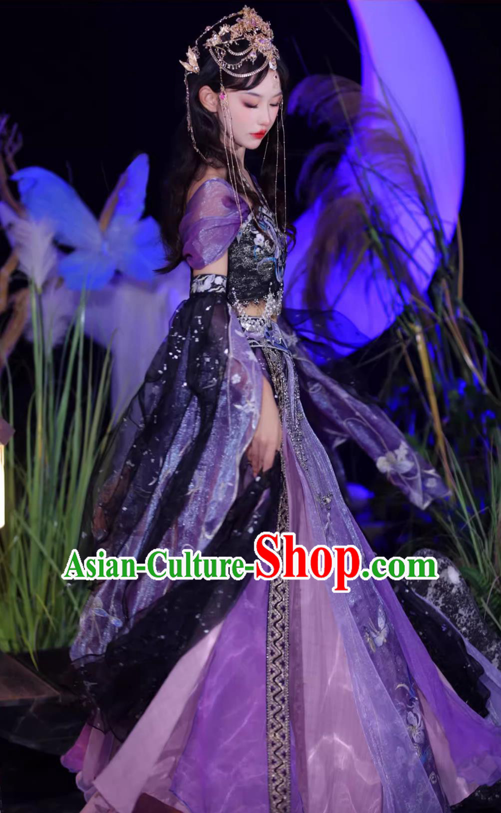 Chinese Ancient Dance Lady Garment Costumes Western Regions Princess Purple Dress Hanfu Online Shop