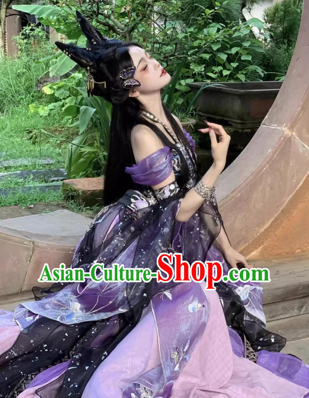 Chinese Ancient Dance Lady Garment Costumes Western Regions Princess Purple Dress Hanfu Online Shop
