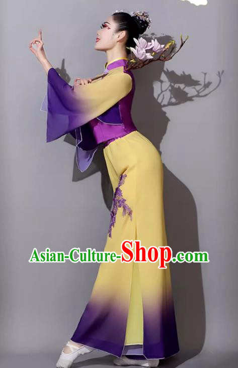 Chinese Jiaozhou Yangge Fan Dance Costume Yangko Dance Performance Costume For Women