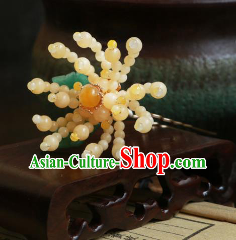 Handmade Qipao Beads Hairpin China Hanfu Hair Jewelry Ancient Song Dynasty Young Lady Headpiece