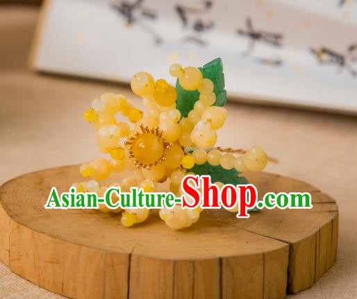 Handmade Qipao Beads Hairpin China Hanfu Hair Jewelry Ancient Song Dynasty Young Lady Headpiece