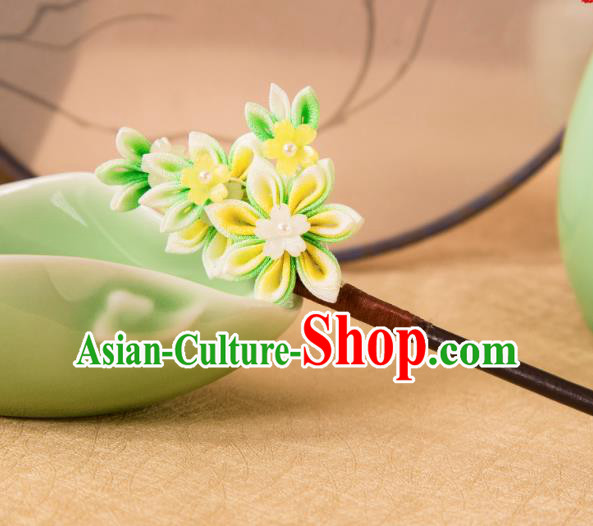 Handmade Qipao Ebony Hairpin China Hanfu Hair Jewelry Ancient Young Lady Flower Headpiece