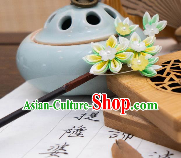 Handmade Qipao Ebony Hairpin China Hanfu Hair Jewelry Ancient Young Lady Flower Headpiece