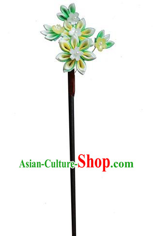 Handmade Qipao Ebony Hairpin China Hanfu Hair Jewelry Ancient Young Lady Flower Headpiece