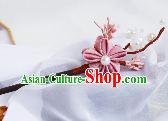 Handmade Plum Blossom Hairpin China Hanfu Hair Jewelry Ancient Ming Dynasty Princess Headpiece