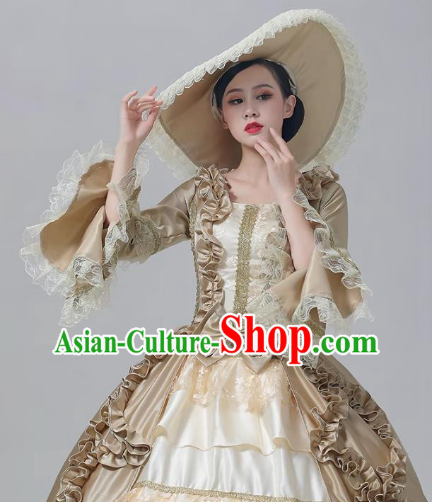 Drama Princess Champagne Dress European Court Dress British Medieval Retro Garment Aristocratic Stage Costume