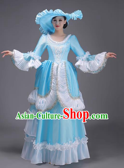 European Court Garment French Medieval Rococo Retro Style Princess Costume Drama Ladies Long Dress