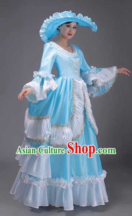 European Court Garment French Medieval Rococo Retro Style Princess Costume Drama Ladies Long Dress