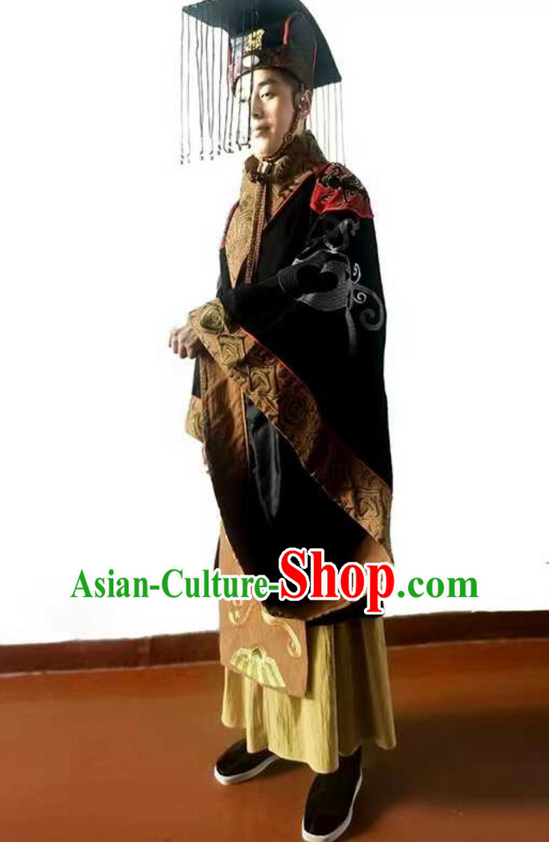 Film and Television Costume Ancient Qin Shi Huang Costume Chinese Qin Dynasty Embroidered Hanfu First Emperor Robes