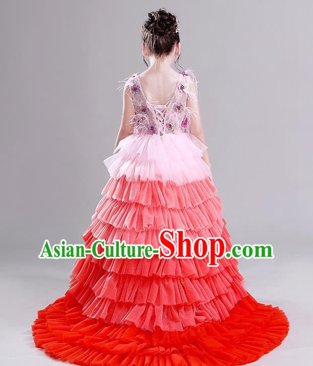 Children Dress Princess Dress Girl Model Runway Costume Flower Girl Fluffy Veil Clothing