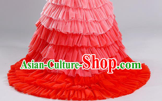 Children Dress Princess Dress Girl Model Runway Costume Flower Girl Fluffy Veil Clothing