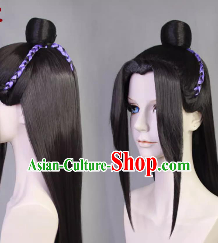 Mo Dao Founder Jiang Cheng Styled Wig Ancient Chinese Swordsman Headdress Black Hair