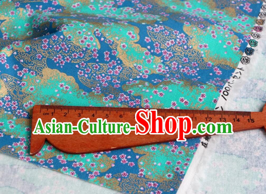 Classical Cherry Blossom Pattern Fabric Blue Traditional Japanese Fabric