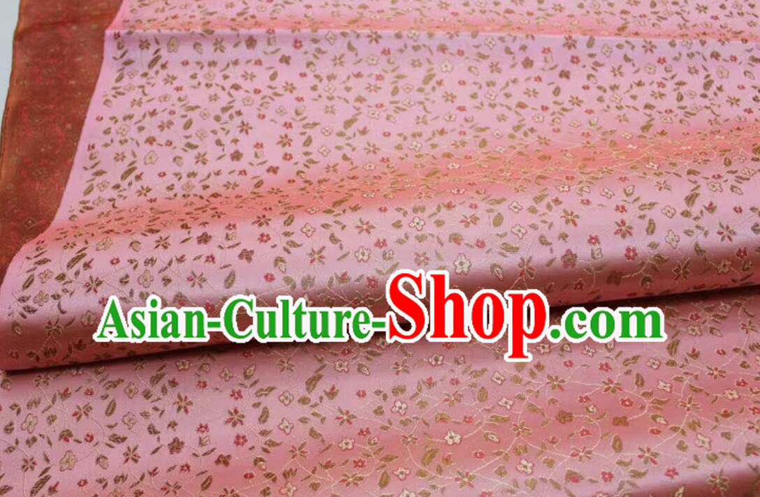 China Qipao Fabric Traditional Hanfu Fabric Classical Floret Pattern Pink Material