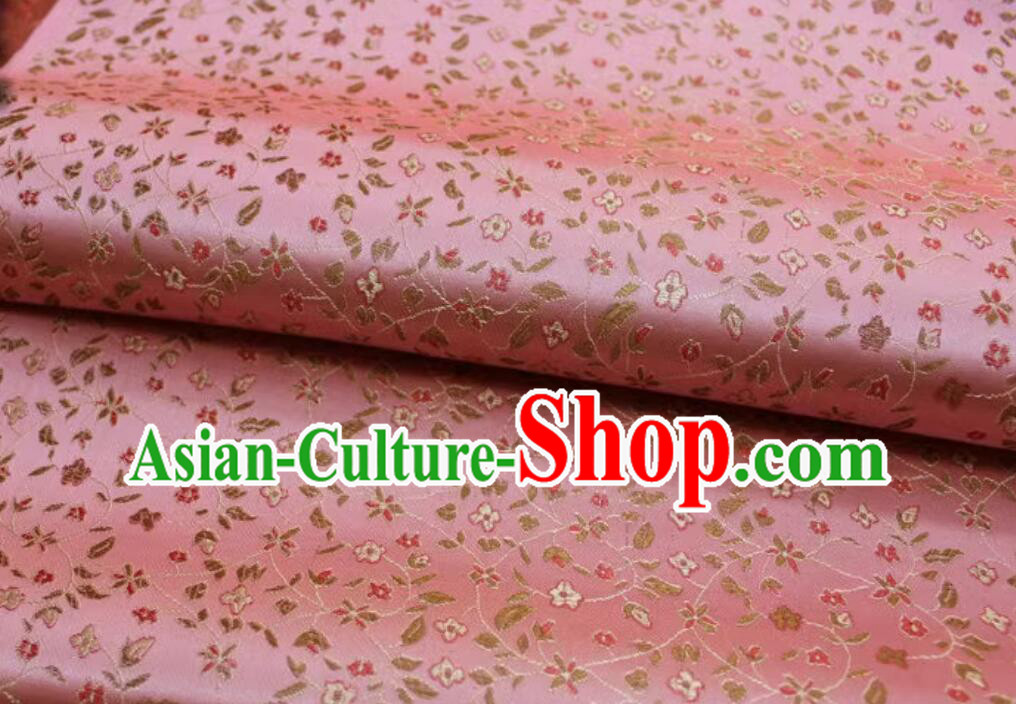 China Qipao Fabric Traditional Hanfu Fabric Classical Floret Pattern Pink Material