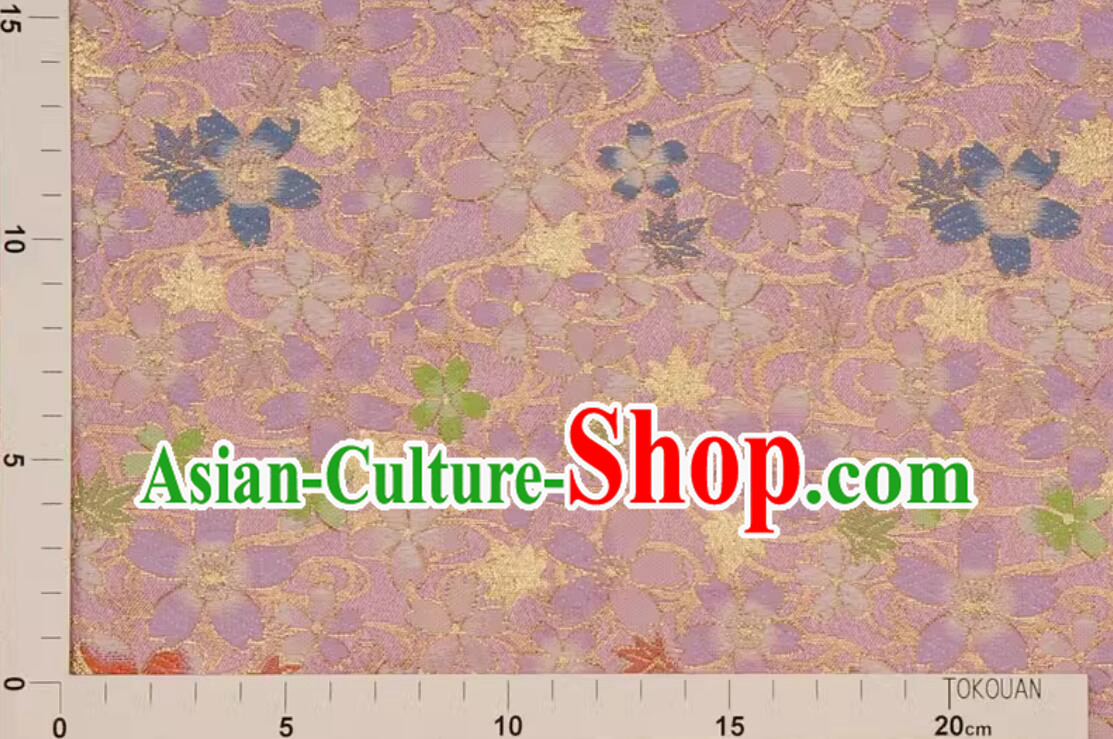 Classical Cherry Blossom Pattern Lilac Brocade Qipao Fabric Traditional Kimono Fabric