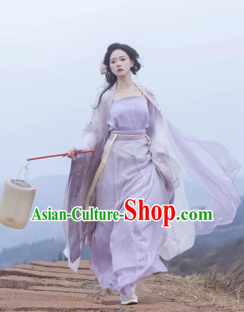 Traditional Song Dynasty Hanfu China Woman Clothing Ancient Chinese Princess Lilac Costumes