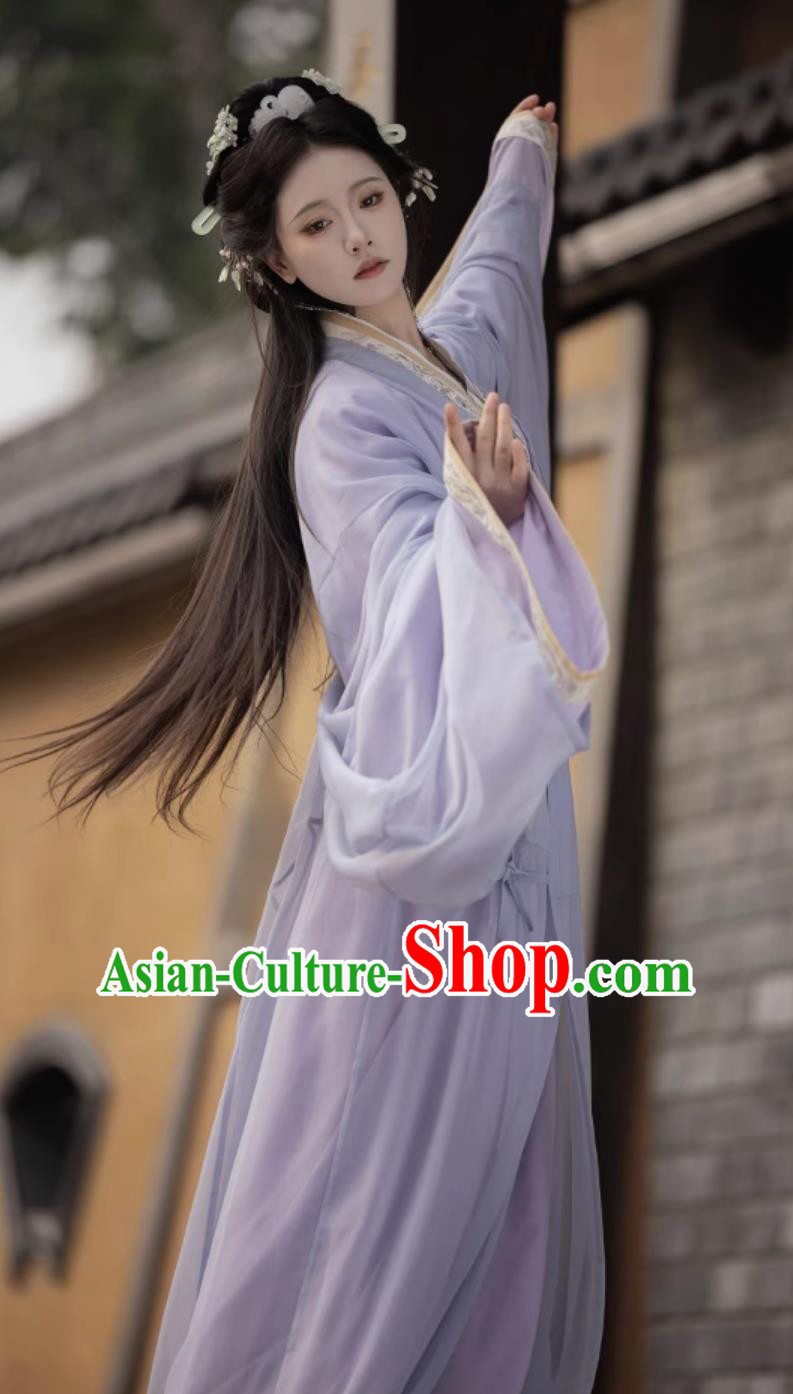 Ancient Chinese Princess Costumes Traditional Purple Warring States Robe China Woman Hanfu Clothing