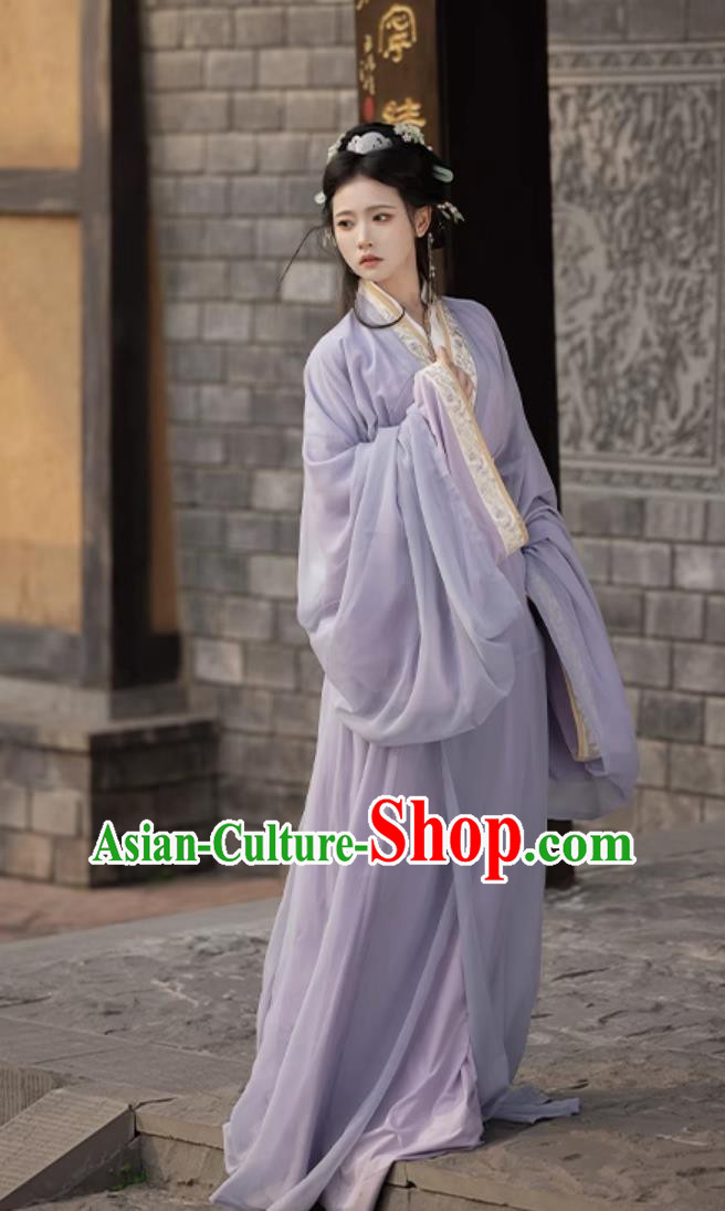 Ancient Chinese Princess Costumes Traditional Purple Warring States Robe China Woman Hanfu Clothing