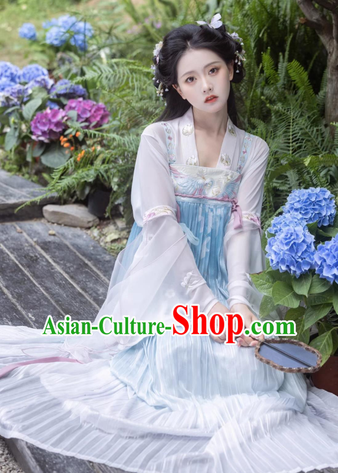 Traditional Tang Dynasty Princess Blue Hanfu Dress Ancient Chinese Clothing