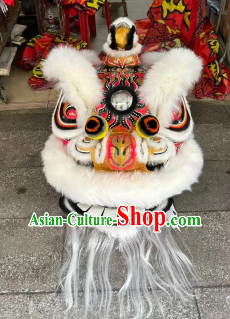 China Hok San Dancing Lion Traditional Handmade White Wool Lion Costume Chinese Lion Dance Equipment Online Buy