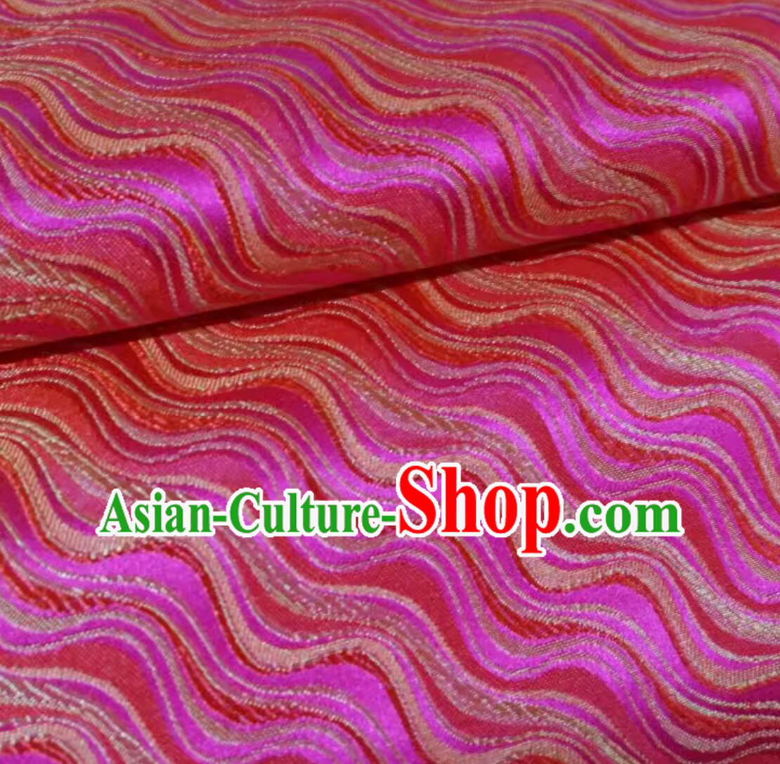 Chinese Traditional Hanfu Fabric Tang Suit Cloth Material Classical Waves Design Pattern Rosy Brocade