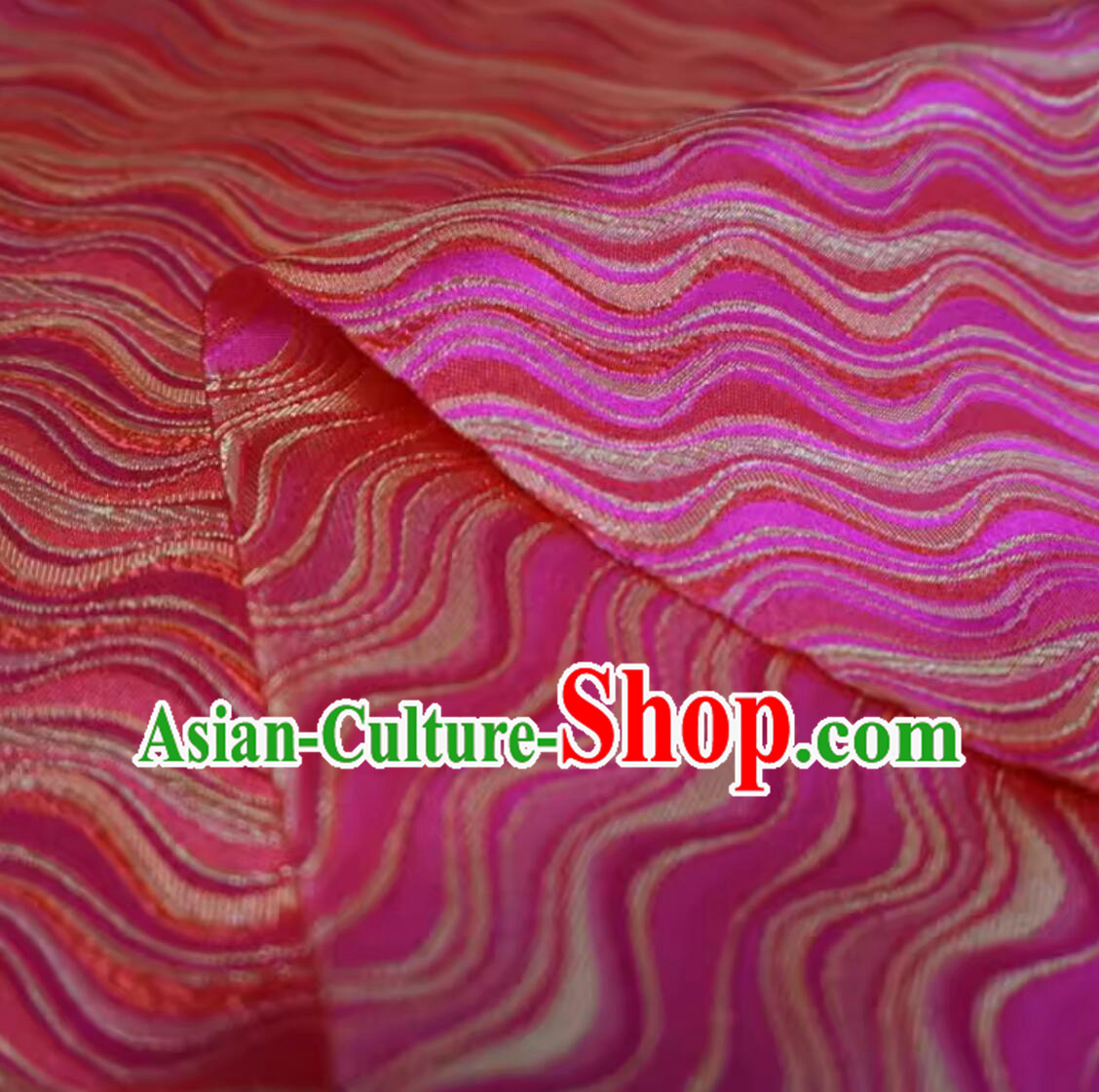 Chinese Traditional Hanfu Fabric Tang Suit Cloth Material Classical Waves Design Pattern Rosy Brocade