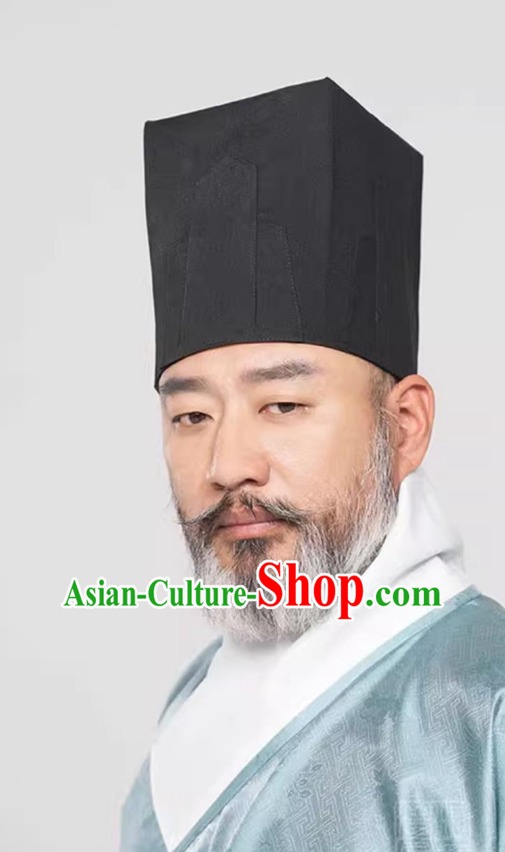 Chinese Ming Dynasty Lord Headdress Ancient China Squire Hat Traditional Hanfu Fangshan Square Headwear