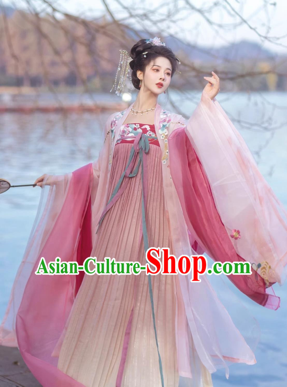 Chinese Tang Dynasty Court Woman Clothing Traditional Hanfu Ru Qun Ancient China Princess Embroidered Costumes Complete Set