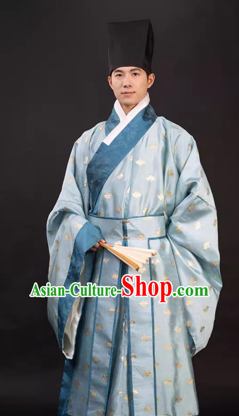 Light Blue Ming Dynasty Priest Robe Ancient Chinese Scholar Clothing Traditional Hanfu Online Shop