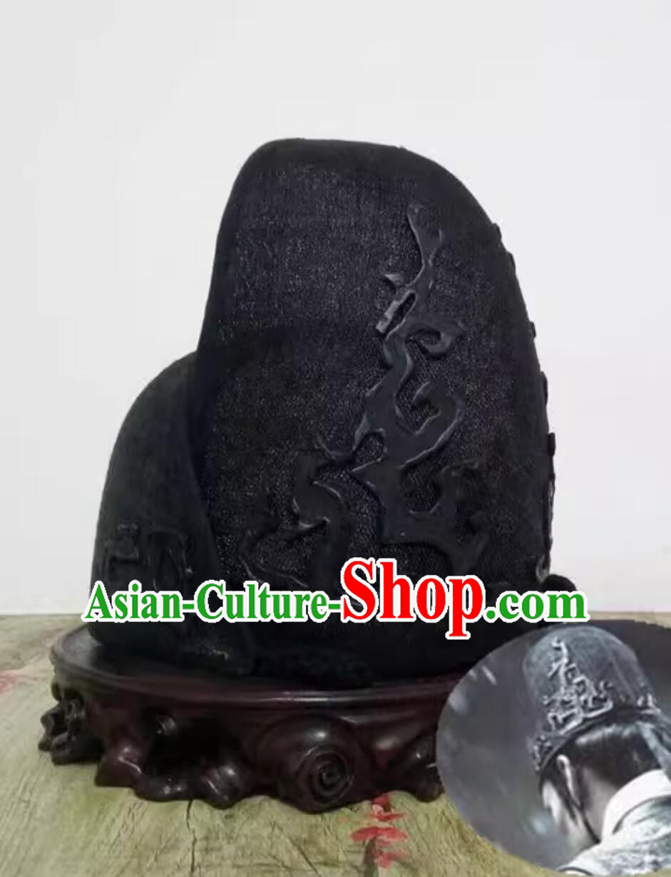 China Ancient Imperial Guard Black Hat Handmade Brotherhood of Blades Ming Dynasty Headwear