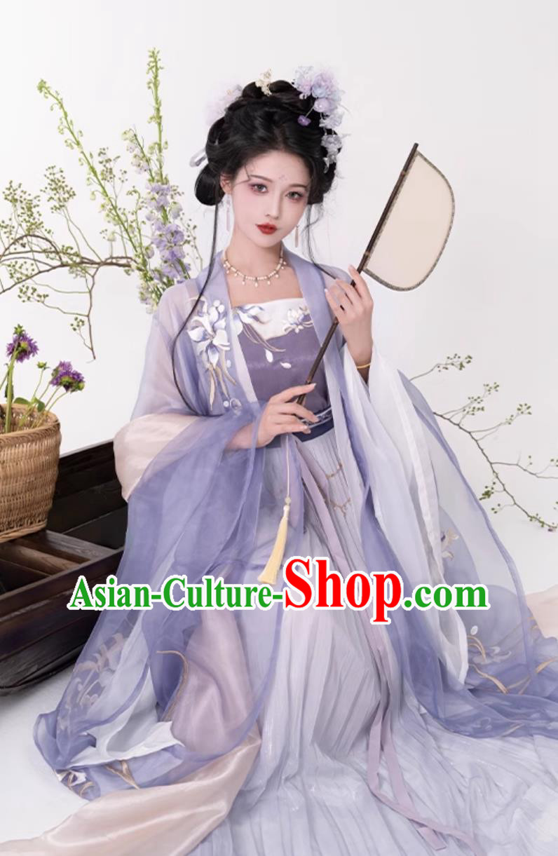 China Ancient Princess Clothing Traditional Hanfu Song Dynasty Woman Purple Dress