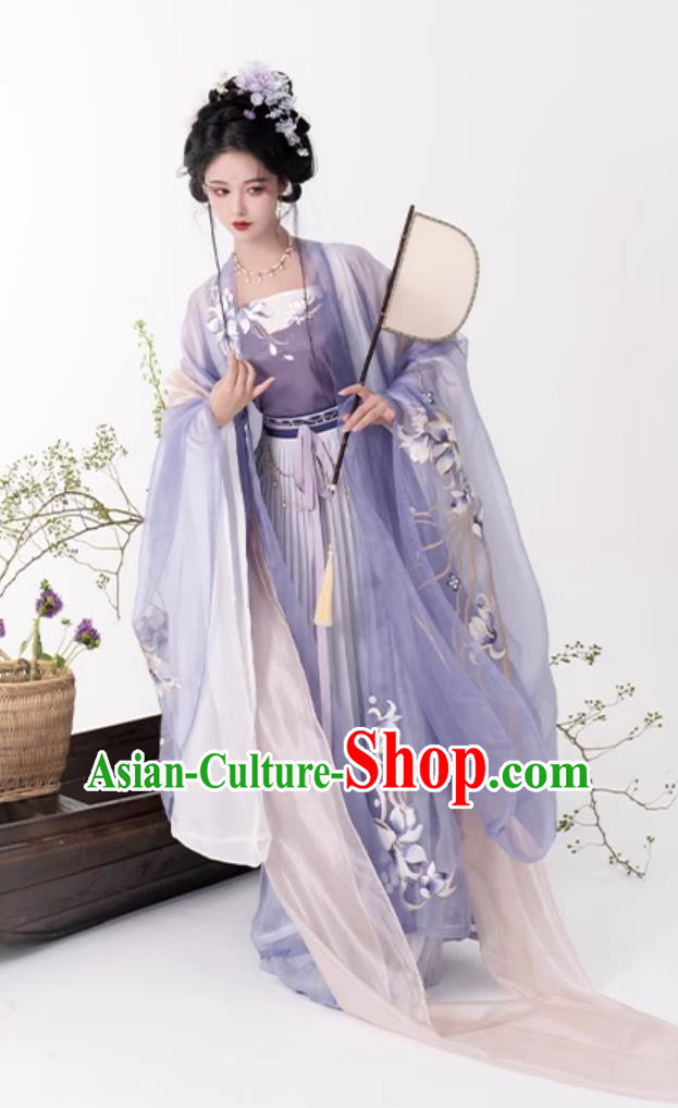 China Ancient Princess Clothing Traditional Hanfu Song Dynasty Woman Purple Dress