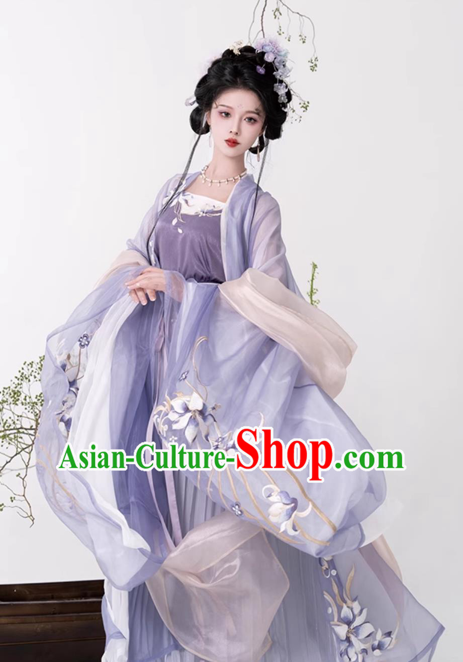China Ancient Princess Clothing Traditional Hanfu Song Dynasty Woman Purple Dress
