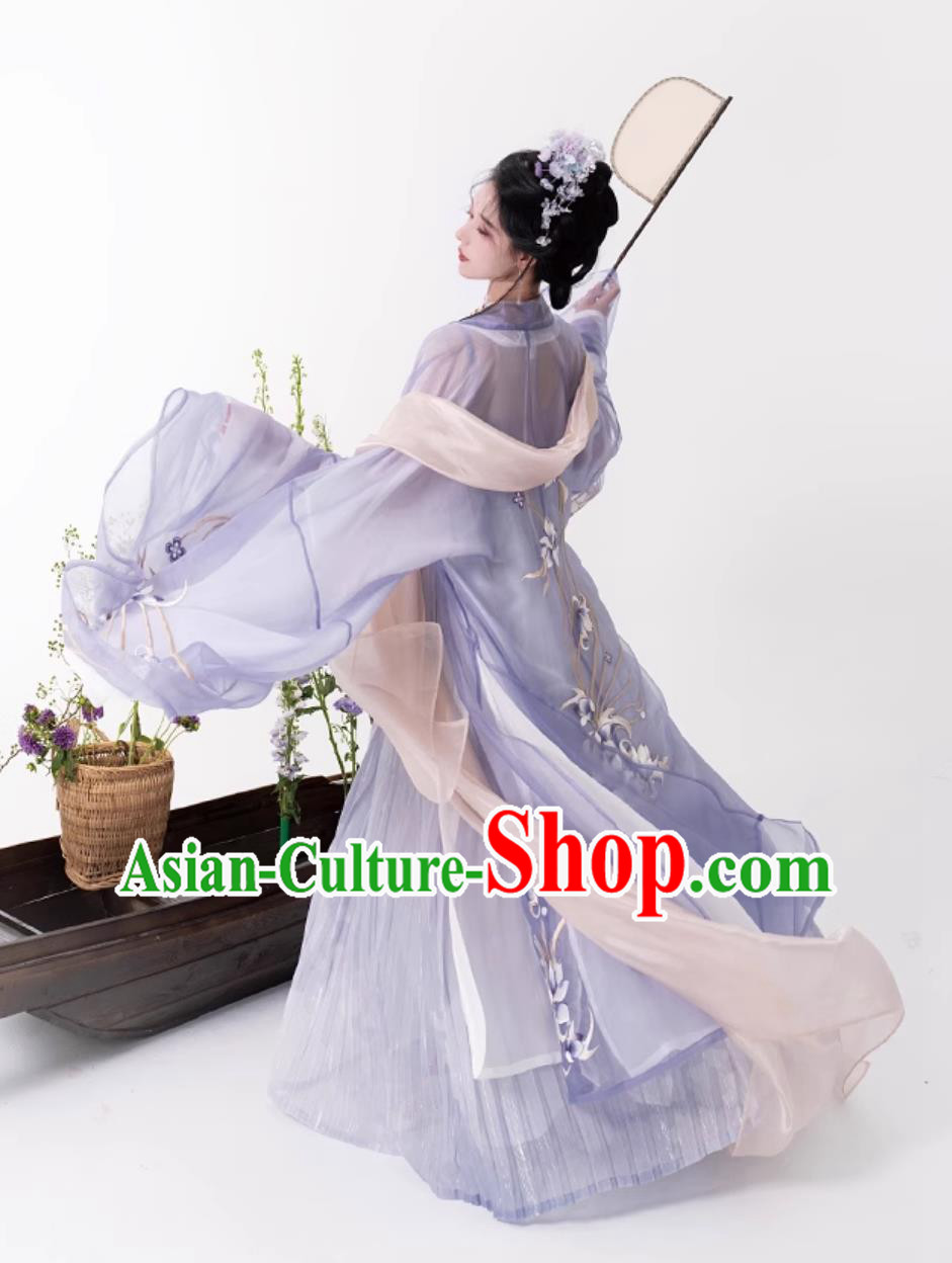 China Ancient Princess Clothing Traditional Hanfu Song Dynasty Woman Purple Dress