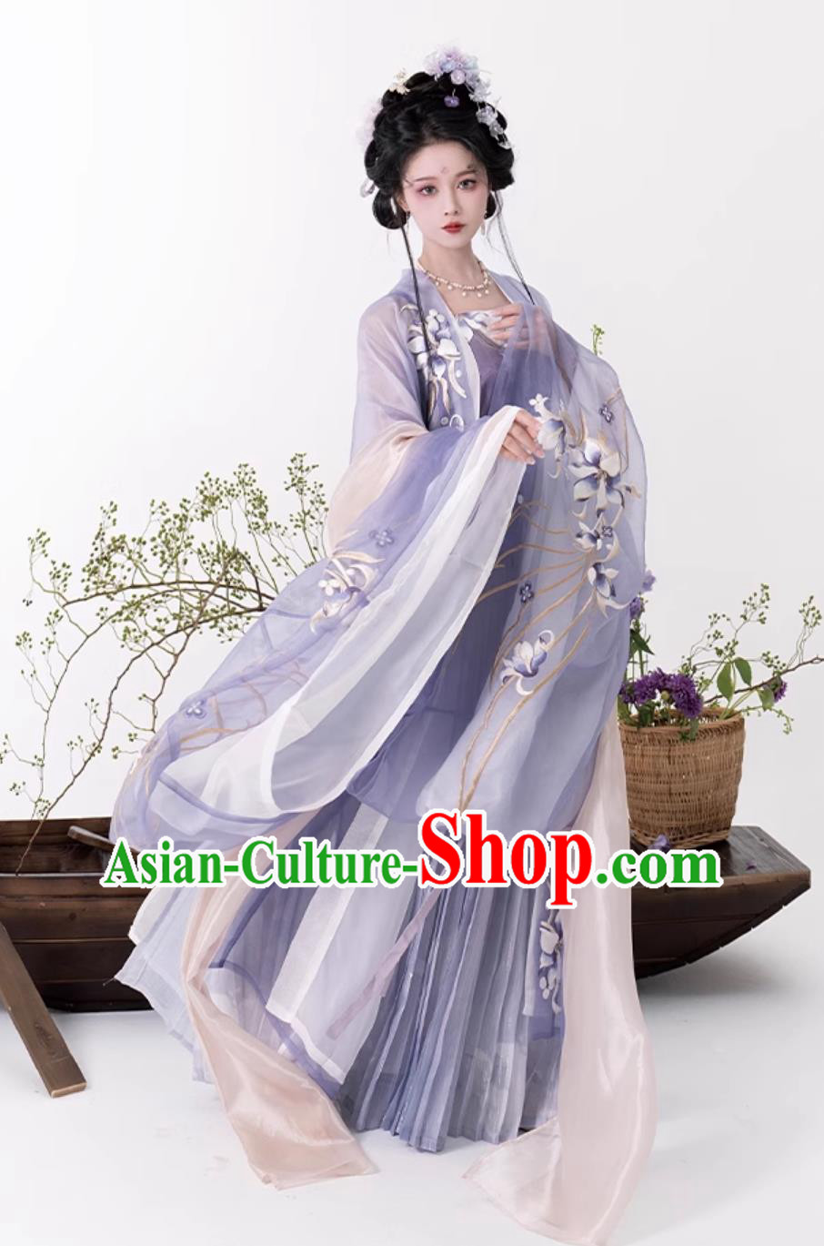 China Ancient Princess Clothing Traditional Hanfu Song Dynasty Woman Purple Dress