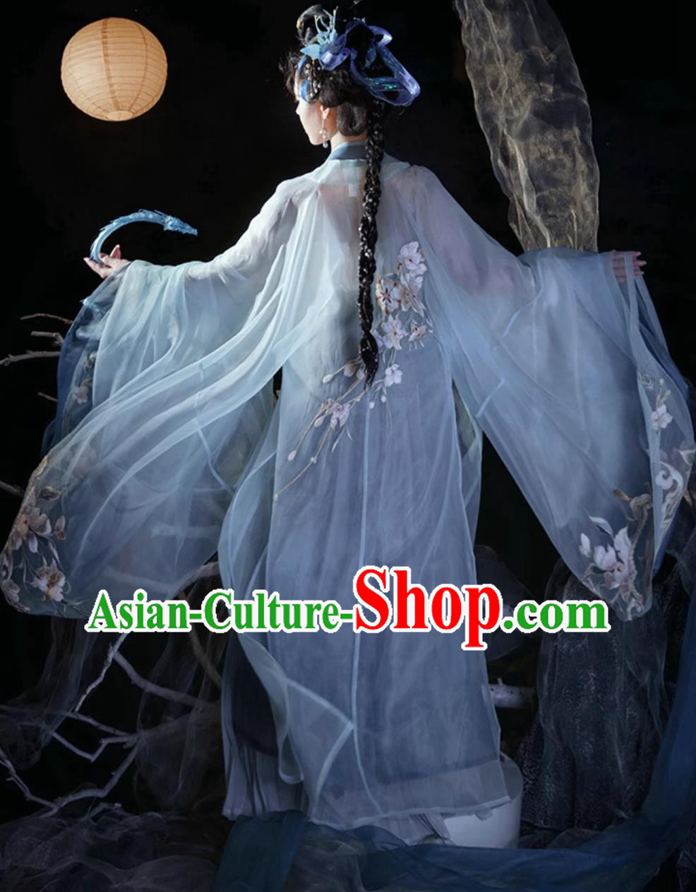 China Traditional Hanfu Song Dynasty Court Woman Blue Hezi Dress Ancient Princess Clothing
