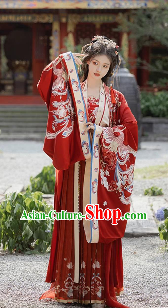 China Ancient Bride Clothing Traditional Wedding Hanfu Song Dynasty Royal Princess Red Dress