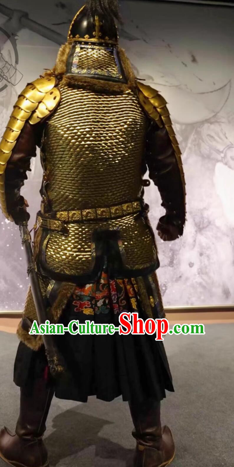 Handmade China Ming Dynasty Commander Metal Armor and Helmet Complete Set