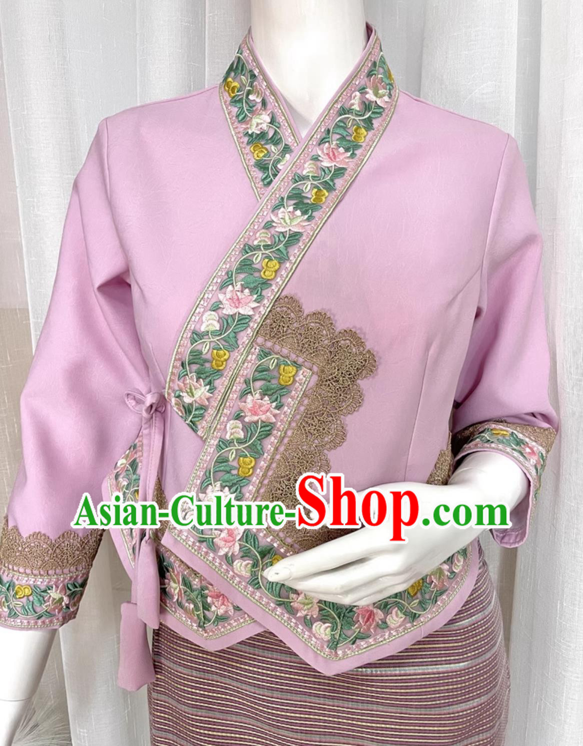 Thailand Traditional Pink Shirt and Skirt China Dai Ethnic Water Splashing Festival Set Xishuangbanna National Minority Clothing