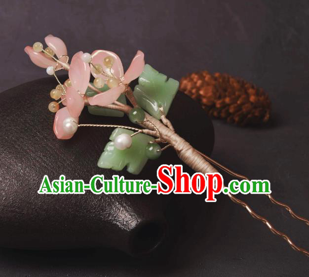 Traditional Chinese Hanfu Hair Jewelry Ancient Princess Hairpin Handmade Pink Flower Hair Clip