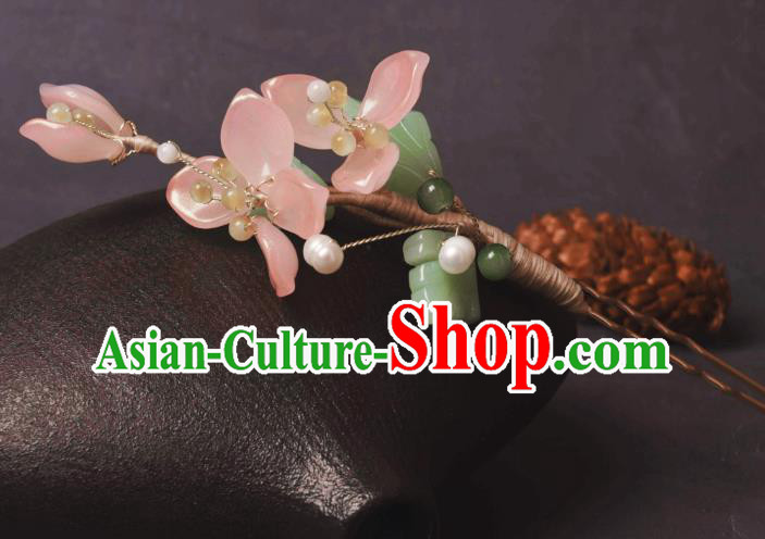 Traditional Chinese Hanfu Hair Jewelry Ancient Princess Hairpin Handmade Pink Flower Hair Clip